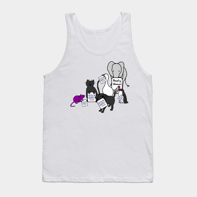 Animals with Biden Harris Signs Supporting Kamala Harris Tank Top by ellenhenryart